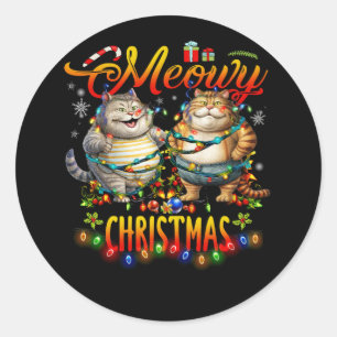 Adesivo Meowy Catmas Santa Hat Xmas Fat Cat Lover Christma