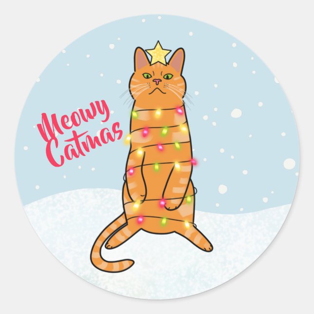 Adesivo Meowy catmas troça engraçada gato Semana de Natal (Frente)