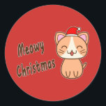 Adesivo Meowy Christmas<br><div class="desc">Vinheta redonda clássica de Natal</div>