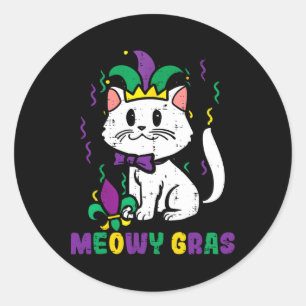 Adesivo Meowy Mardi Gras Engraçado Nola Cat Dono do Pão Mo