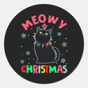 Adesivo Meowy Natal Xmas Luz Negra Gato Pijamas Fami