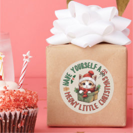 Adesivo Meowy Pequeno Natal Kawaii Gato Laranja