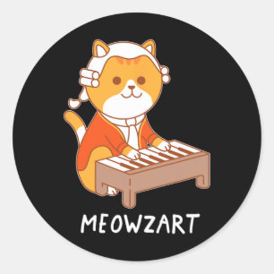 Adesivo Meowzart Cat Pun Clicar Música Piano Engraçado