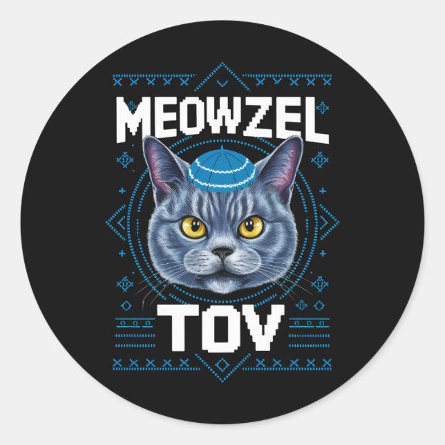 Adesivo Meowzel Tov Hanukkah, Feriado Judeu (Frente)
