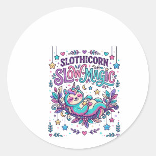 Adesivo Mercado Colorido de Magia Lenta Unicórnio Slothico