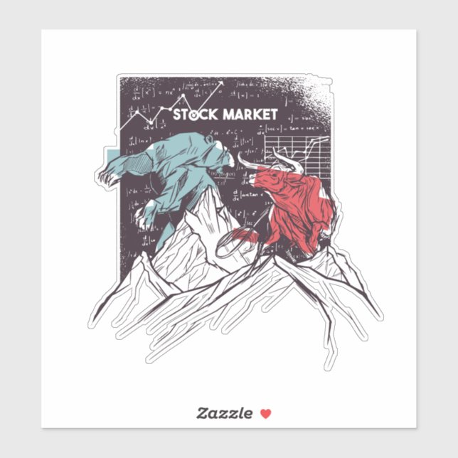 Adesivo Mercado de ações: Bull, Bear Trading (Folha)