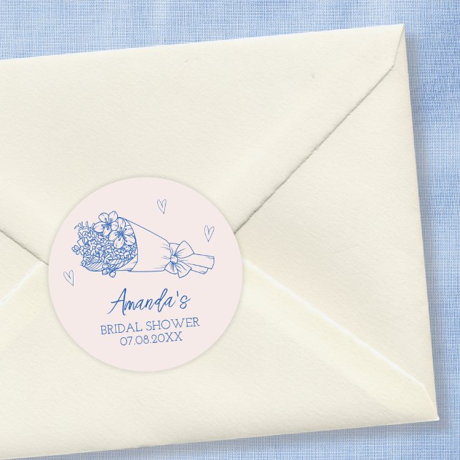 Adesivo Mercado de Flores para Agricultores Desenho à Mão  (Flowers Farmers Market Hand Drawn Bridal Shower Classic Round Sticker)