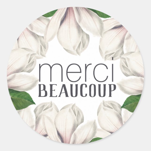 Adesivo Merci Beaucoup Obrigado Floral Magnolia Sticker (Frente)