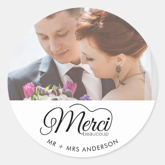 Adesivo Merci Beaucoup Wedding Day Photo (Frente)