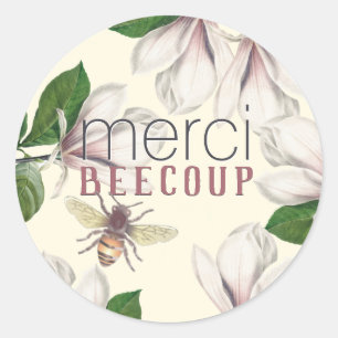 Adesivo Merci Beecoup Obrigado Magnolia e Abelha na Costa