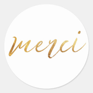 Adesivo Merci Dourado Elegante Obrigado