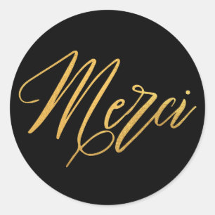 Adesivo Merci Dourado Elegante Obrigado