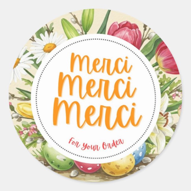 Adesivo Merci Merci Floral Obrigado Sticker (Frente)