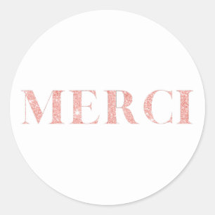 Adesivo Merci Rosa Dourado Elegante Obrigado