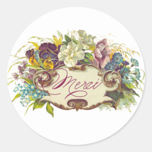 Adesivo Merci, Vintage Inspirou selos de envelopes de Buqu
