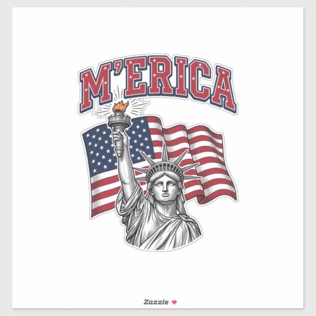 Adesivo MERICA Antigo Liberdade Patriótico (Folha)