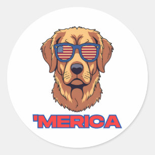 Adesivo Merica Dog com bandeira dos EUA Óculos Sunglass Ar