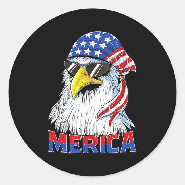 Adesivo Merica Eagle Mullet American Flag Veterans Day (Frente)