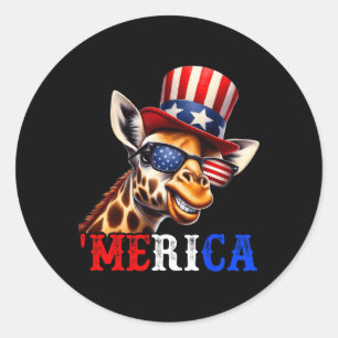 Adesivo Merica Girafa Patriótica 4 De Julho Engraçado Cria