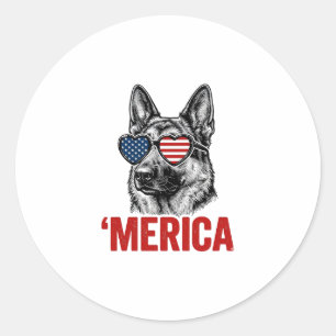 Adesivo Merica Pastor Alemão Bandeira Óculos de Sol Camisa