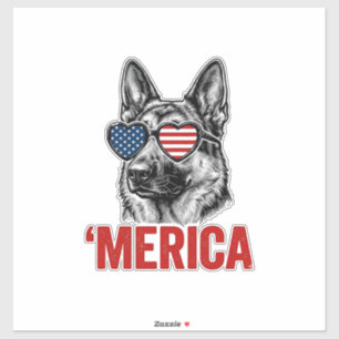 Adesivo Merica Pastor Alemão Bandeira Óculos de Sol Camisa