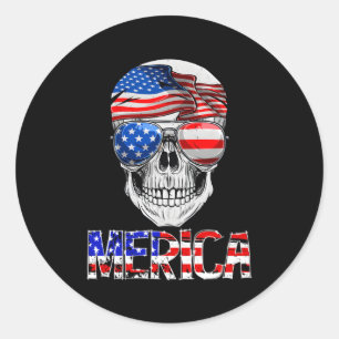 Adesivo Merica Skull, 4 De Julho, Patriótica Americana