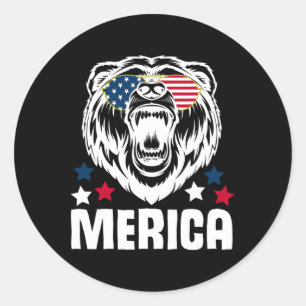 Adesivo Merica Sungles 4 De Julho, Bandeira Americana Bear