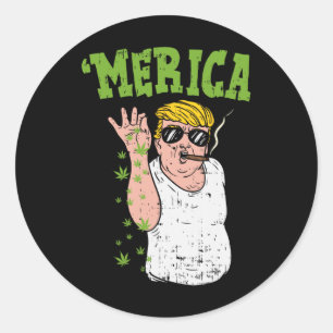 Adesivo Merica Trump Bae Fumando Erva Engraçada Stoner Gif