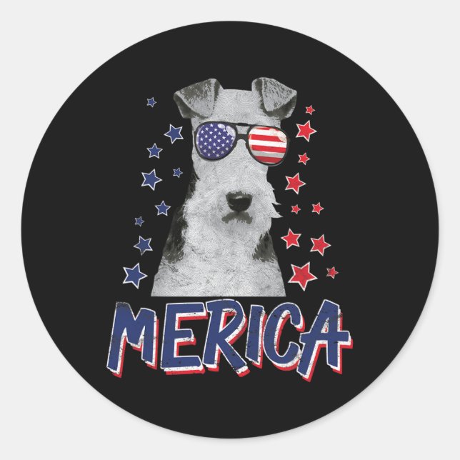 Adesivo Merica Wire Fox Terrier Dog 4 De Julho Presente No (Frente)