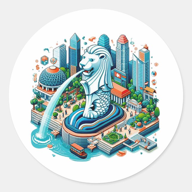 Adesivo Merlion Jarden de Singapura (Frente)