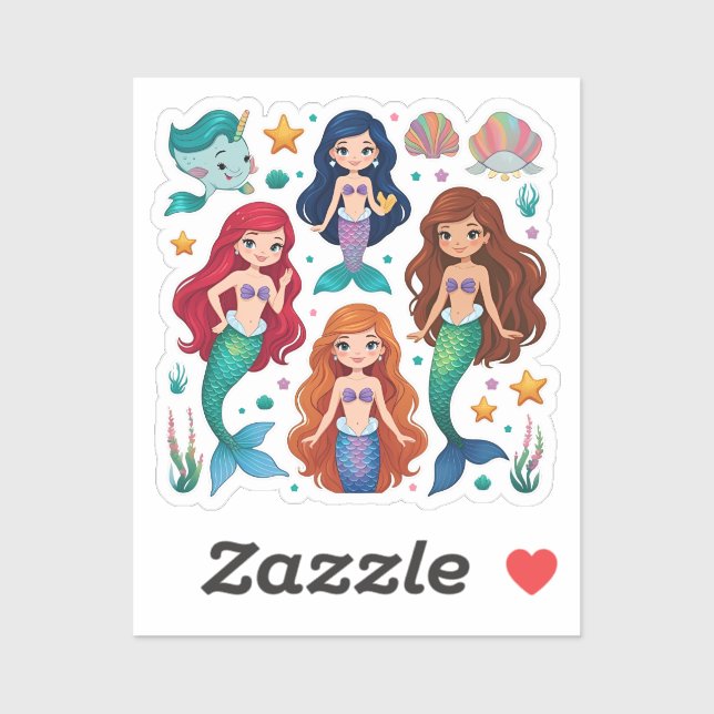 Adesivo Mermaid Friends Personalized Fun set  Sticker (Folha)