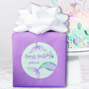 Adesivo Mermaid Gift Wrap Personalized Happy Birthday
