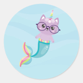 Adesivo Mermaid Rainbow Unicorn Purple Cat