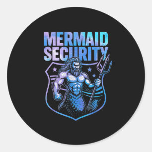 Adesivo Mermaid Security Funny Pai Mermaid Beach Guarda