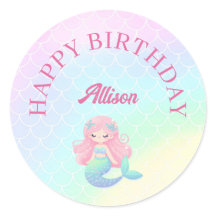 Mermaid Tail Teal Pink Girly Birthday