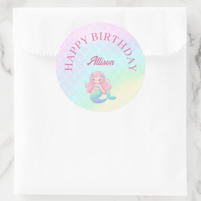 Adesivo Mermaid Tail Teal Pink Girly Birthday (Bolsa)
