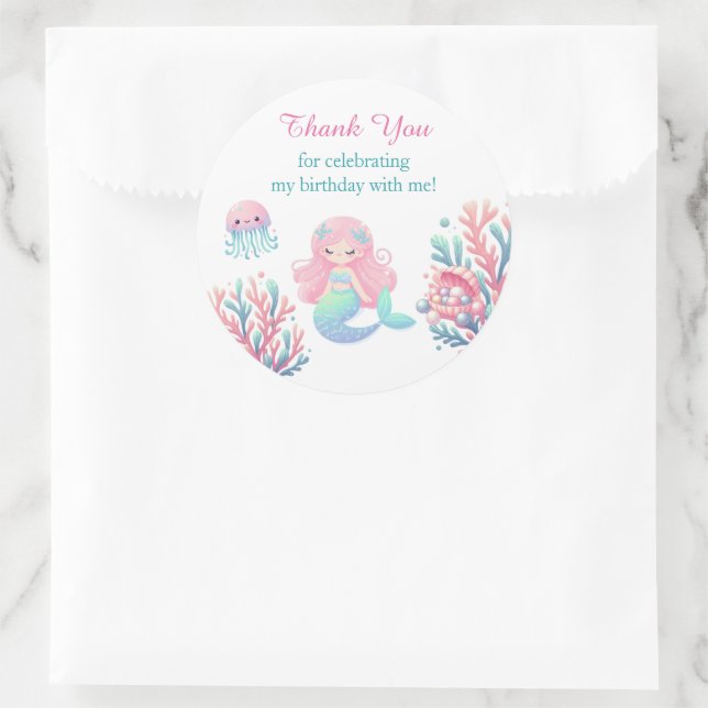 Adesivo Mermaid Tail Teal Pink Girly Birthday (Bolsa)