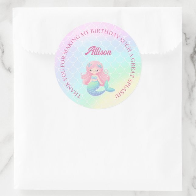 Adesivo Mermaid Tail Teal Pink Girly Birthday (Bolsa)