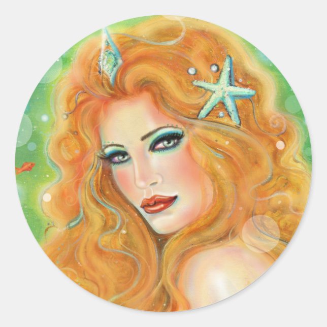 Adesivo Mermaid with tropical fish art by Renee Lavoie  (Frente)