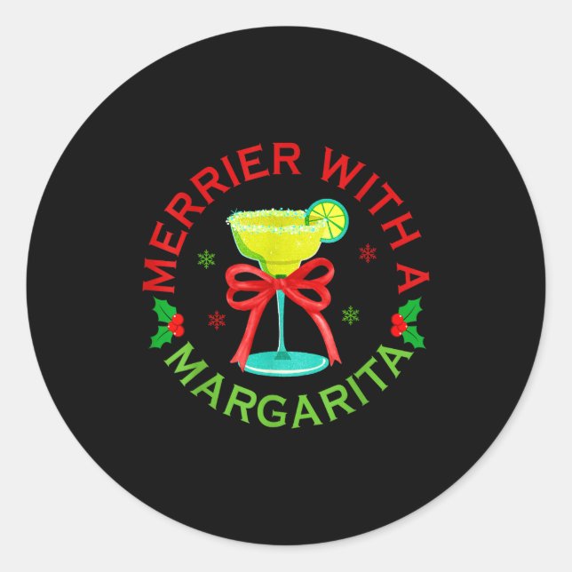 Adesivo Merrier With A Margarita Christmas Drinking Margar (Frente)