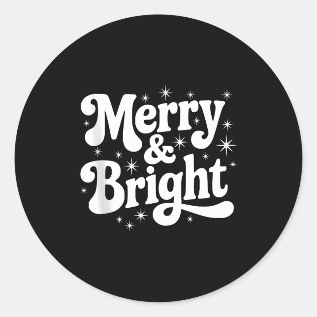Adesivo Merry &amp; Bright Retro Christmas Groovy Holiday  (Frente)