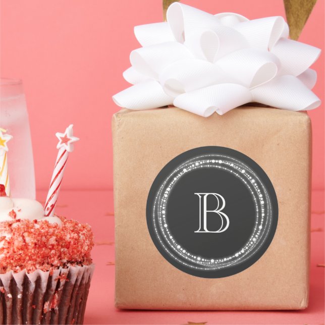 Adesivo Merry And Bright Brilho Círculos Monograma Festa (Festa)