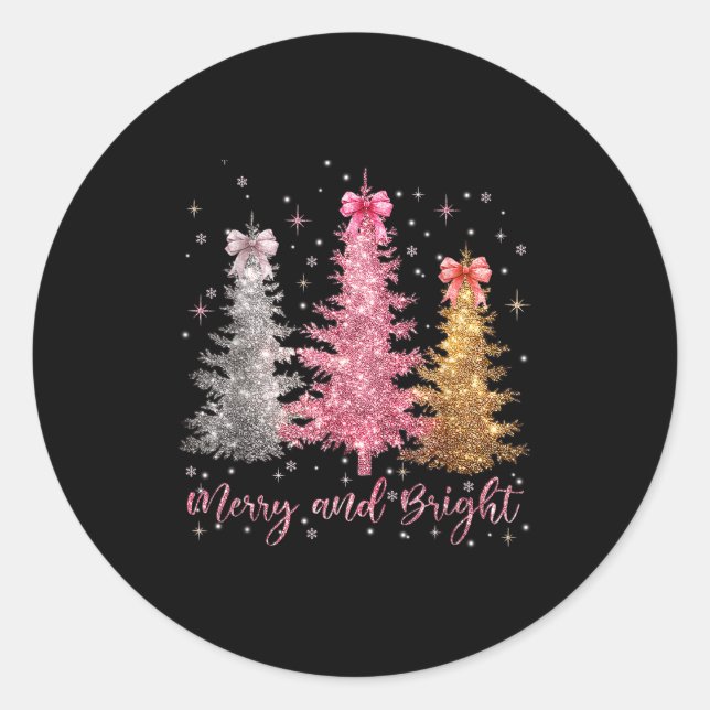 Adesivo Merry And Bright Santa Christmas Tree Lights Pajam (Frente)