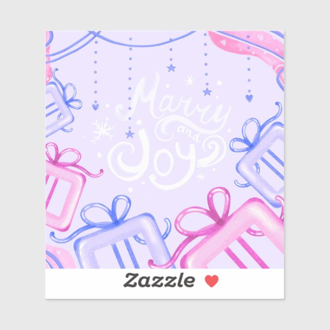 Adesivo Merry and Joy Pastel Holiday Sticker with Gifts (Folha)