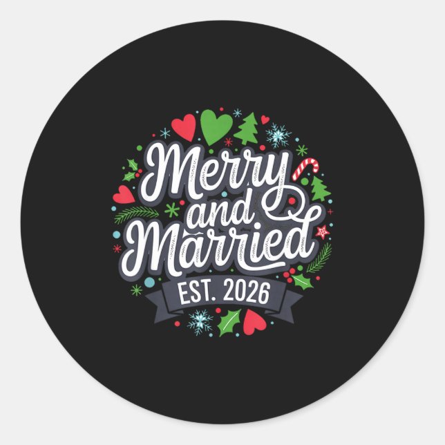 Adesivo Merry And Married 2026 - Matching Couple Christmas (Frente)