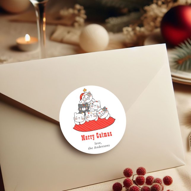 Adesivo Merry Catmas Cute Cats Holiday Personalized  (Criador carregado)