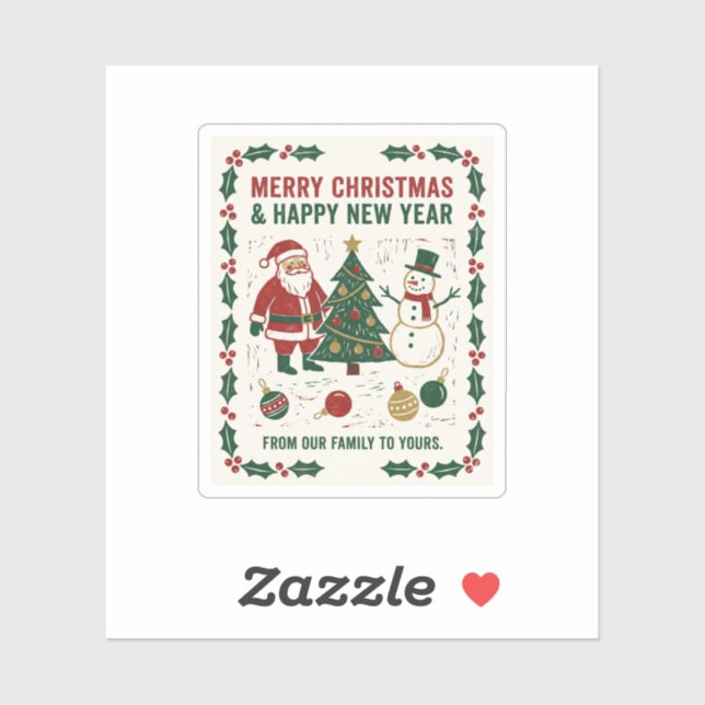 Adesivo Merry Christmas and a Happy New Year (Folha)