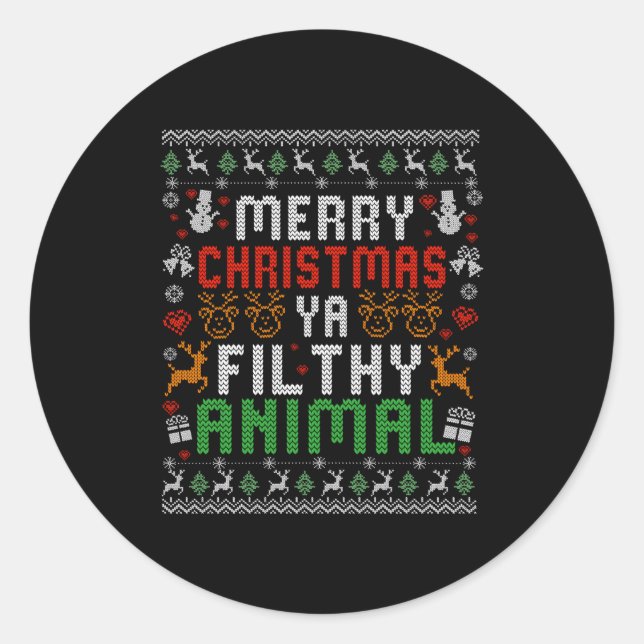 Adesivo Merry Christmas Animal Filthy Ya Xmas Pajama Shirt (Frente)