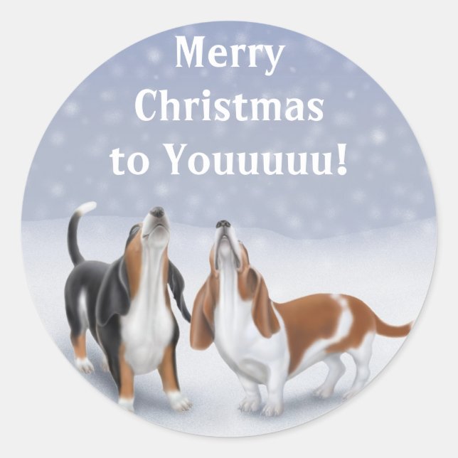 Adesivo Merry Christmas Basset Hounds (Frente)