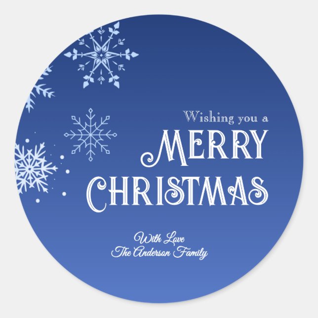 Adesivo Merry Christmas Blue Modern Snowflake (Frente)